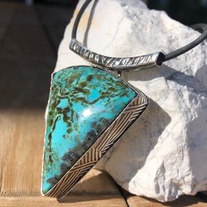 Pendant, Turquoise and Sterling Silver bezel.